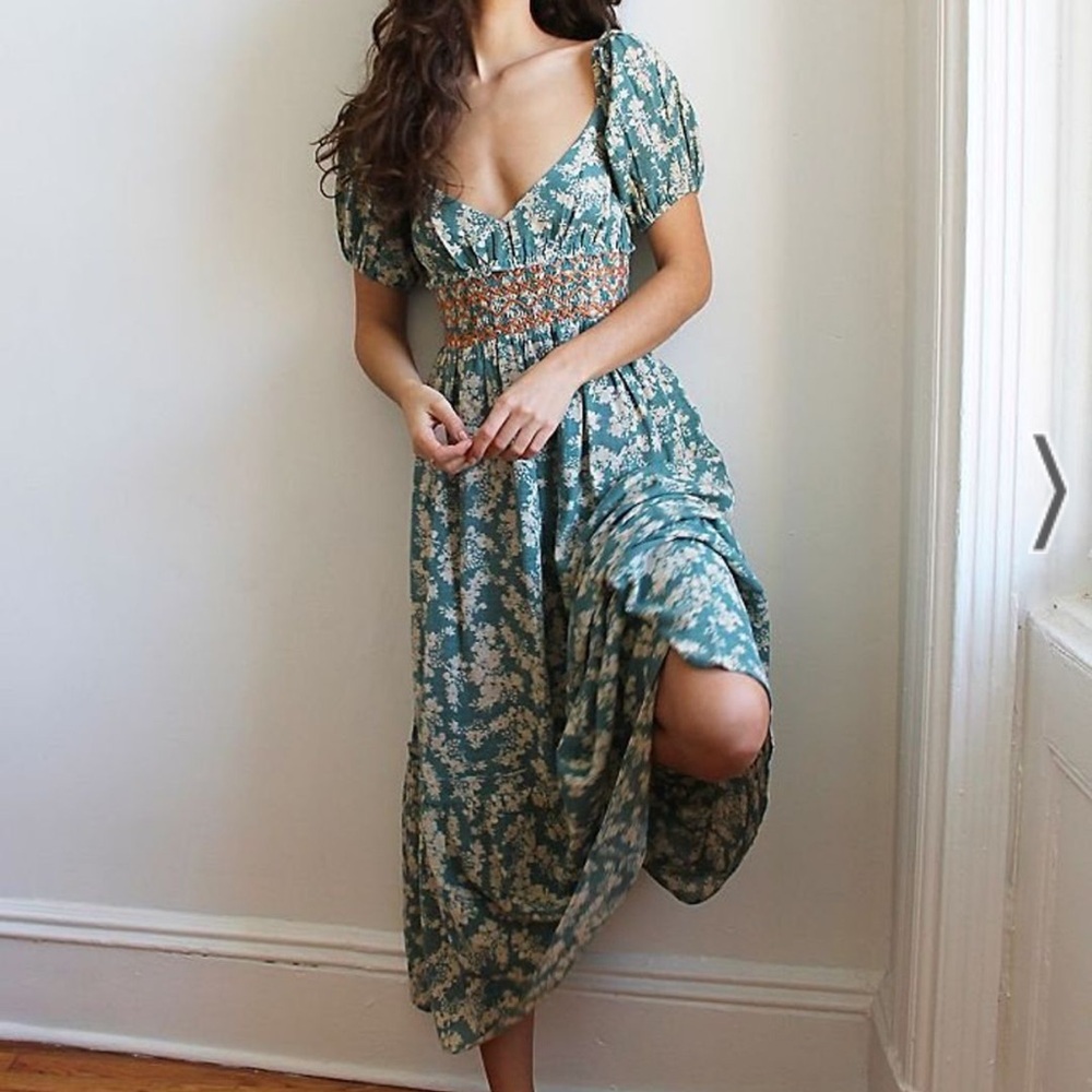 Free People | Ellie Printed Maxi Dress - Seafoam  S